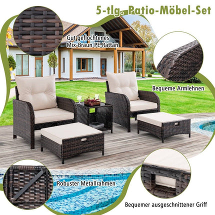 5-piece balcony furniture set garden furniture made of PE polyrattan seating group for garden