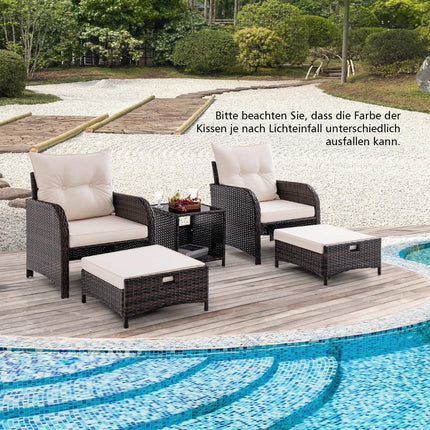 5-piece balcony furniture set garden furniture made of PE polyrattan seating group for garden