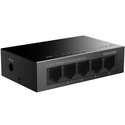5portový gigabitový switch kov černá