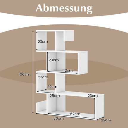 5patrová knihovna geometrický úložný regál s otevřenými přihrádkami 80 x 22 x 100 cm bílá