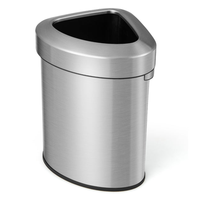 Nerezový rohový odpadkový koš 60L s víkem a protiskluzovou základnou