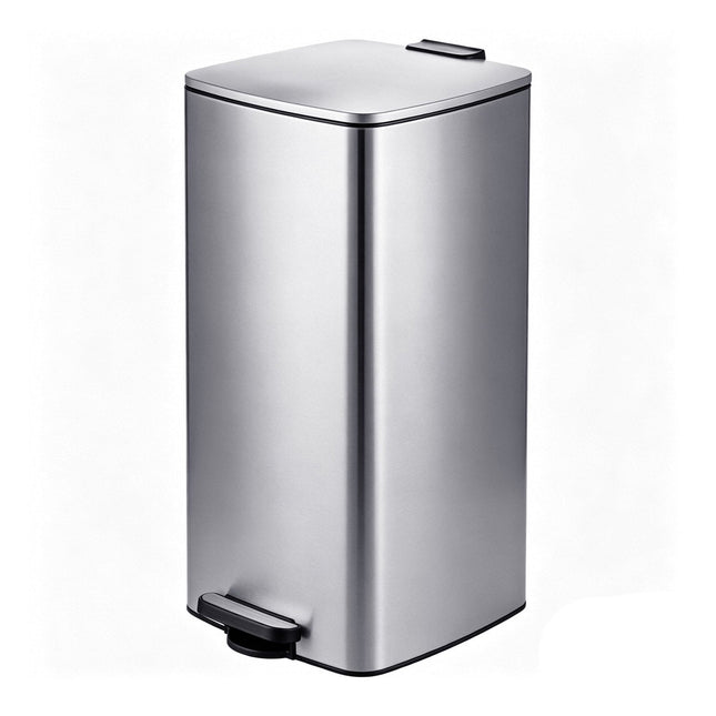 Nerezový pedálový koš 60L – soft-close, stříbrná
