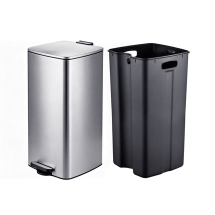 Nerezový pedálový koš 60L – soft-close, stříbrná