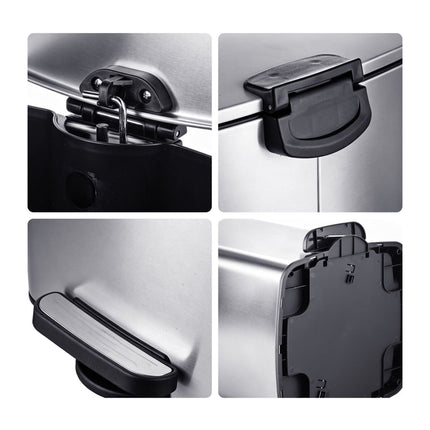 Nerezový pedálový koš 60L – soft-close, stříbrná