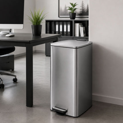 Nerezový pedálový koš 60L – soft-close, stříbrná