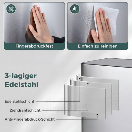 Nerezový pedálový koš 60L se soft-close víkem a dvěma komorami