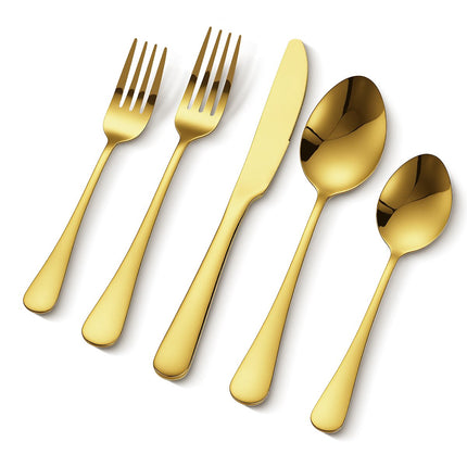 60-Piece Gold Stainless Steel Flatware Set for 12
