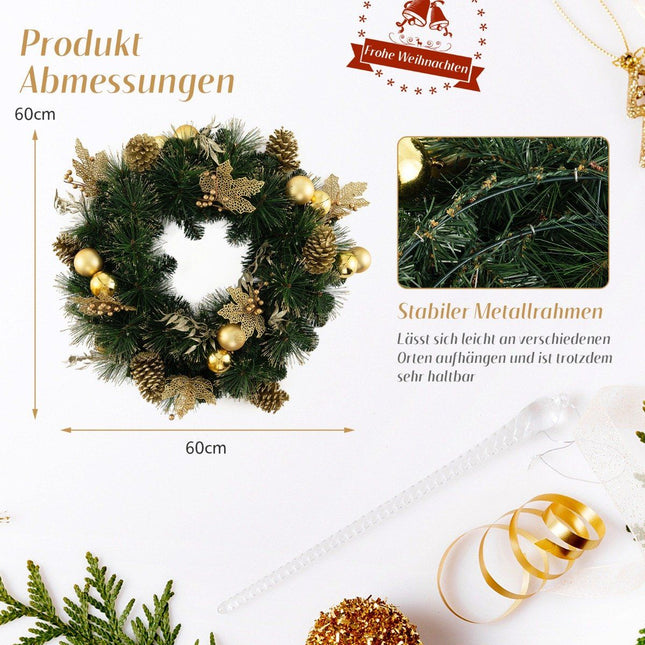 Umělý vánoční věnec 60 cm s 35 LED světly