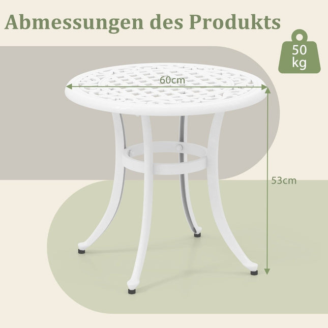 Kulatý zahradní stůl 60 cm z litého hliníku – nastavitelné nohy