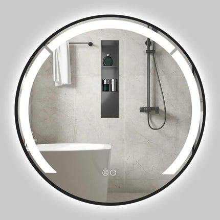 Kulaté koupelnové LED zrcadlo 60 cm s funkcí proti zamlžení