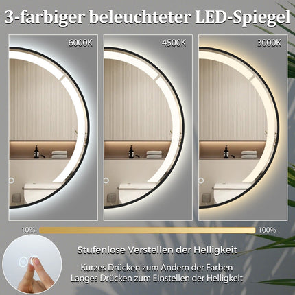Kulaté koupelnové LED zrcadlo 60 cm s funkcí proti zamlžení