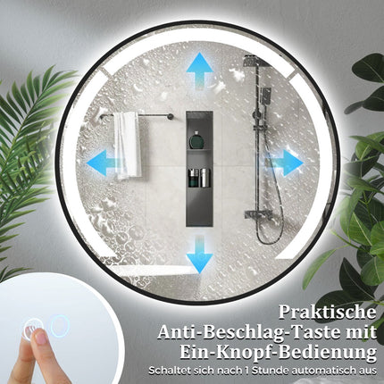 Kulaté koupelnové LED zrcadlo 60 cm s funkcí proti zamlžení