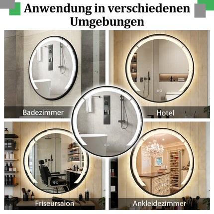 Kulaté koupelnové LED zrcadlo 60 cm s funkcí proti zamlžení
