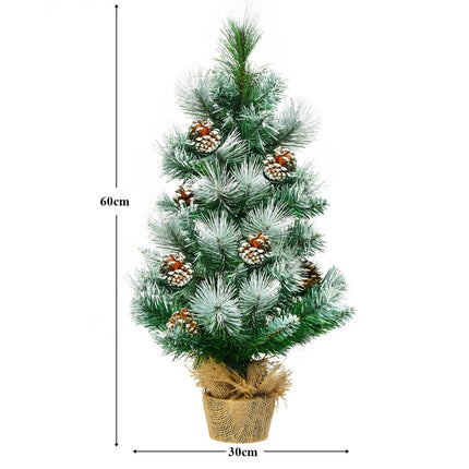 Zasněžený mini vánoční stromek 60 cm z borovice se šiškami