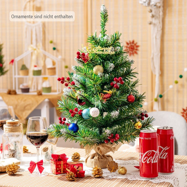 60 cm Tisch-Weihnachtsbaum mit PVC-Zweigen & Beeren