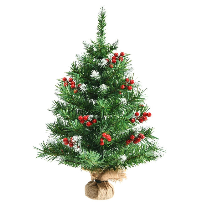 60 cm Tisch-Weihnachtsbaum mit PVC-Zweigen & Beeren