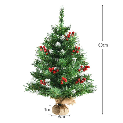 Stolní vánoční stromek 60 cm s PVC větvičkami a bobulemi