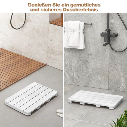 Předložka k WC 60 x 48 cm z HIPS v dekoru dřeva, koupelnová předložka, nosnost do 150 kg, odolná korozi a rzi, bílá