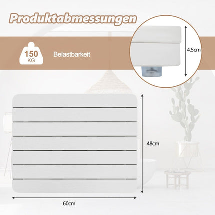 Předložka k WC 60 x 48 cm z HIPS v dekoru dřeva, koupelnová předložka, nosnost do 150 kg, odolná korozi a rzi, bílá
