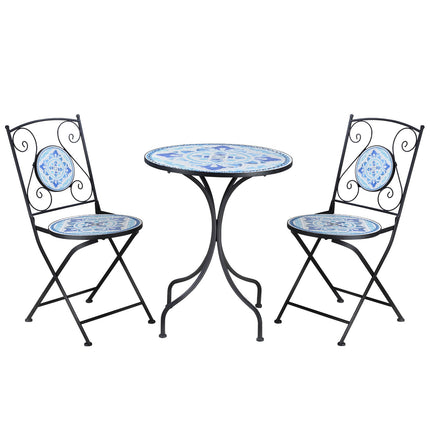 Bistro set pro 2: ocelový stůl Ø 61 Cm a skládací židle