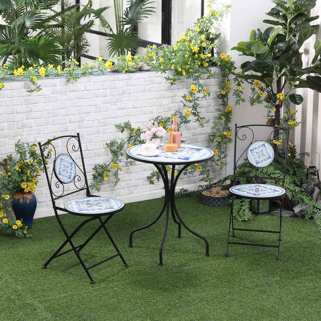 Bistro set pro 2: ocelový stůl Ø 61 Cm a skládací židle