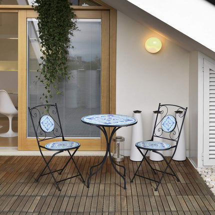 Bistro set pro 2: ocelový stůl Ø 61 Cm a skládací židle