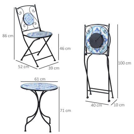 Bistro set pro 2: ocelový stůl Ø 61 Cm a skládací židle