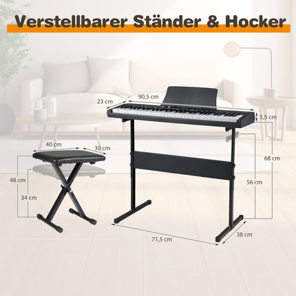 61-Tasten-Keyboard-Set mit verstellbarem Ständer