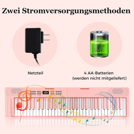 Skládací elektronické klávesy s 61 klávesami a MIDI, růžová