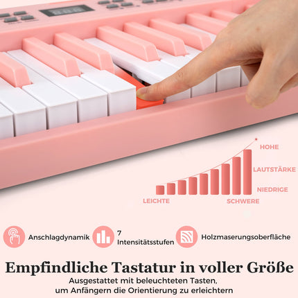 Skládací elektronické klávesy s 61 klávesami a MIDI, růžová