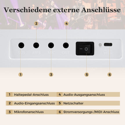 Opvouwbaar elektronisch keyboard met 61 toetsen, MIDI en split-functionaliteit.