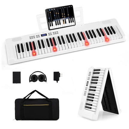 Opvouwbaar elektronisch keyboard met 61 toetsen, MIDI en split-functionaliteit.
