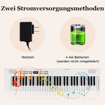 Opvouwbaar elektronisch keyboard met 61 toetsen, MIDI en split-functionaliteit.