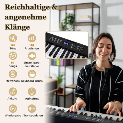 61-Tasten zusammenklappbares elektronisches Piano-Keyboard mit MIDI & Split