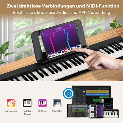 Skládací digitální piano s 61 klávesami, Bluetooth a příslušenstvím