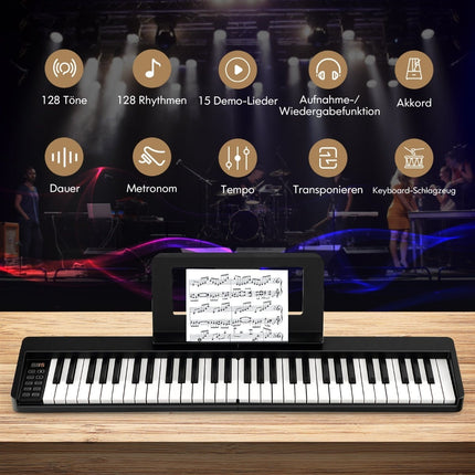 Skládací digitální piano s 61 klávesami, Bluetooth a příslušenstvím