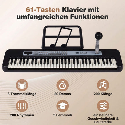 61-Key Kids Piano Keyboard with Adjustable Stand & Mic