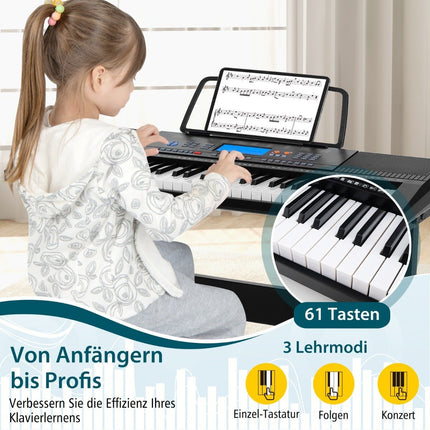 Tragbares 61-Tasten-Keyboard-Set mit Ständer und Mikrofon