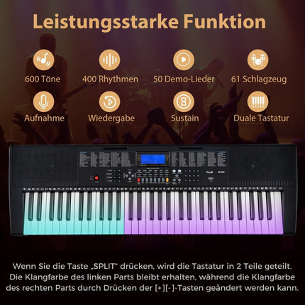 61-Tasten tragbares elektronisches Keyboard mit Ständer & Hocker