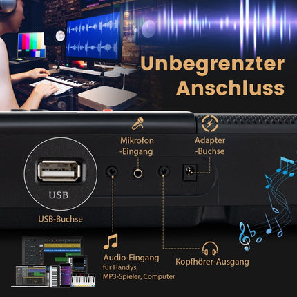 61-Tasten tragbares elektronisches Keyboard mit Ständer & Hocker