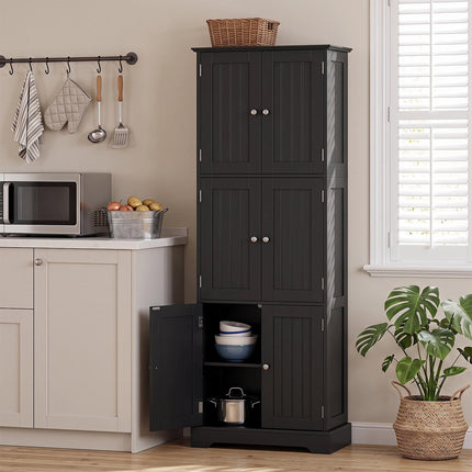 63" Tall Bathroom Storage Cabinet, Black, Adjustable Shelves