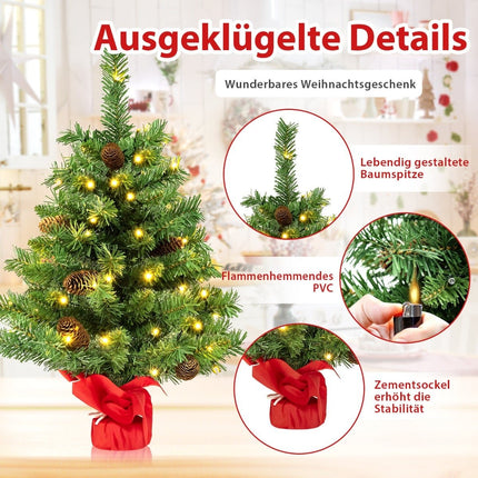 LED mini vánoční stromek 64 cm – 50 světel, šišky