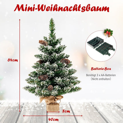 Zasněžený mini vánoční stromek 64 cm s LED světly