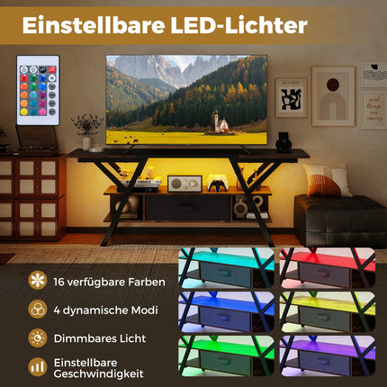 TV stolek 65 palců s LED osvětlením a úložným prostorem