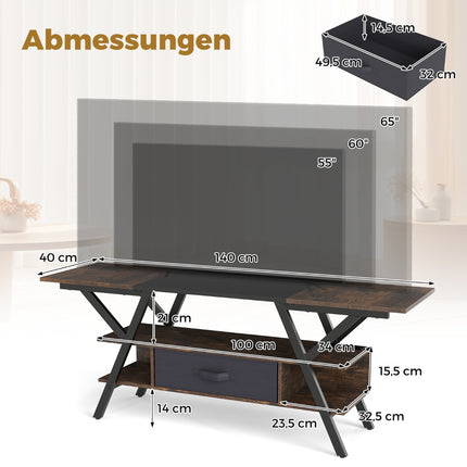 TV stolek 65 palců s LED osvětlením a úložným prostorem