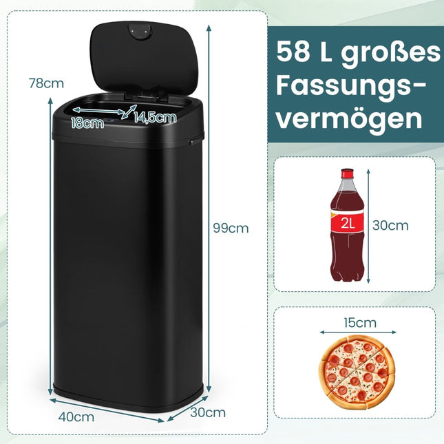 Automatický senzorový odpadkový koš 68L – dvoukomorový, černá