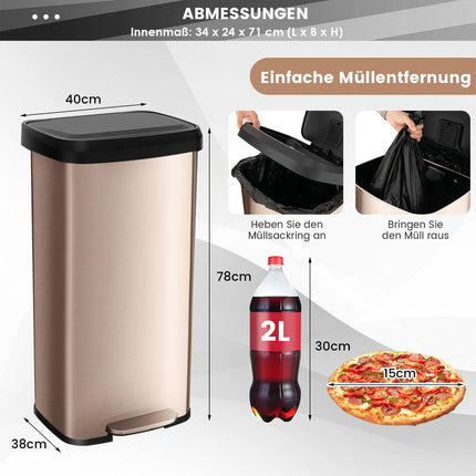 Kuchyňský odpadkový koš 68L se soft-close víkem a pohlcovačem pachů