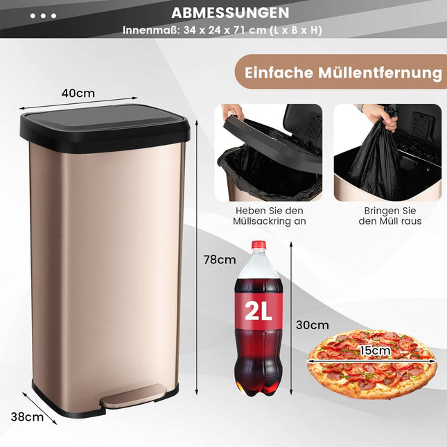 Kuchyňský odpadkový koš 68L se soft-close víkem a pohlcovačem pachů