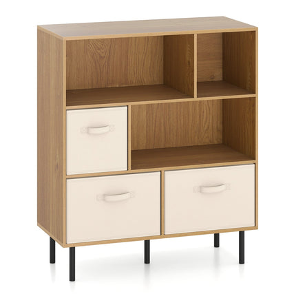 6-Cube Bookshelf with 3 Removable Fabric Drawers