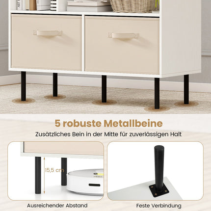 Regál se 6 přihrádkami a 3 vyjímatelnými látkovými boxy, bílá